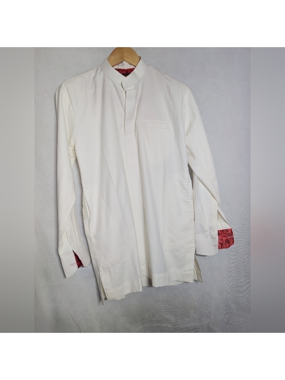 House Of Bobi White Red Nehru Collar Sz M Tunic Shirt